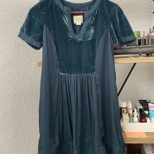 Anthropologie Maeve teal silky Dress